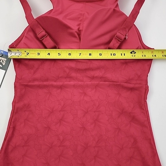 ROOTS Women's One Piece Pink Swimsuit  Floral Print High Neck High Back Sz 10 - Picture 13 of 16